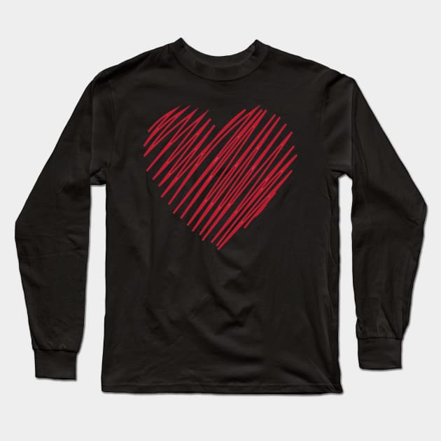 Red Heart Long Sleeve T-Shirt by Perryfranken